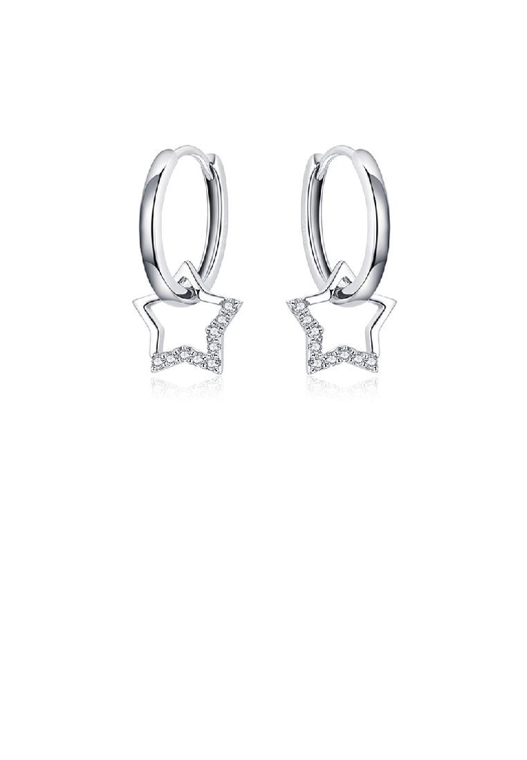 925 Sterling Silver Simple Fashion Hollow Star Geometric Earrings with Cubic Zirconia - Luxurious Look