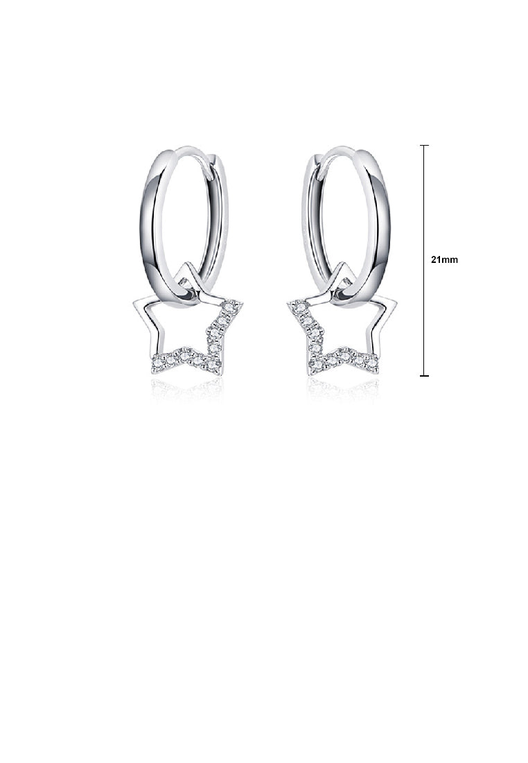925 Sterling Silver Simple Fashion Hollow Star Geometric Earrings with Cubic Zirconia - Luxurious Look