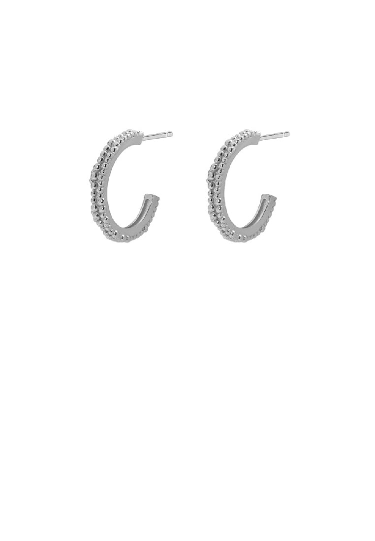 925 Sterling Silver Simple Temperament Round Bead Bilateral C-Shape Geometric Stud Earrings