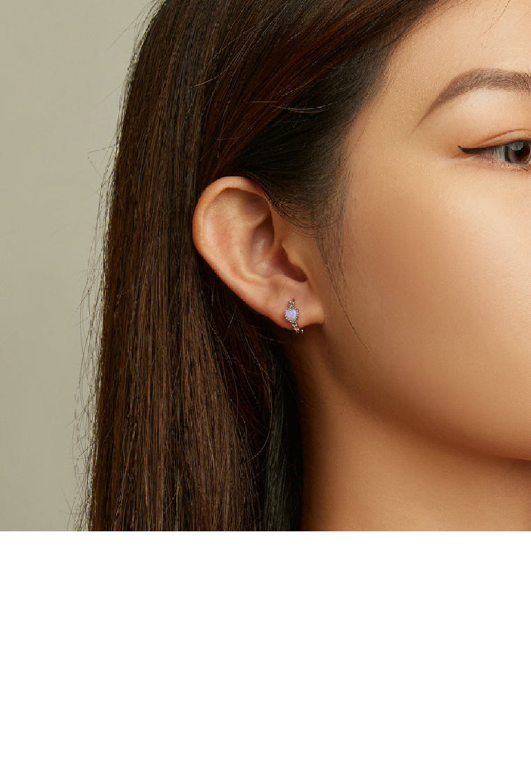 925 Sterling Silver Fashion Simple Heart-Shaped Cubic Zirconia Geometric Earrings - Luxurious Look