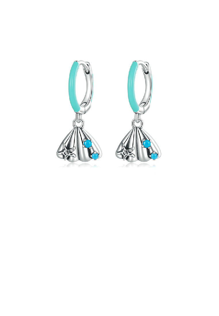 925 Sterling Silver Fashion Temperament Starfish Shell Geometric Earrings with Cubic Zirconia - Luxurious Look