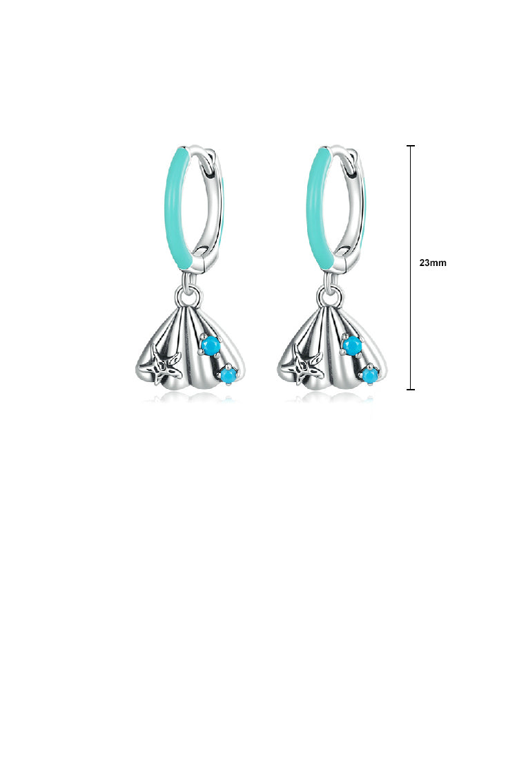 925 Sterling Silver Fashion Temperament Starfish Shell Geometric Earrings with Cubic Zirconia - Luxurious Look