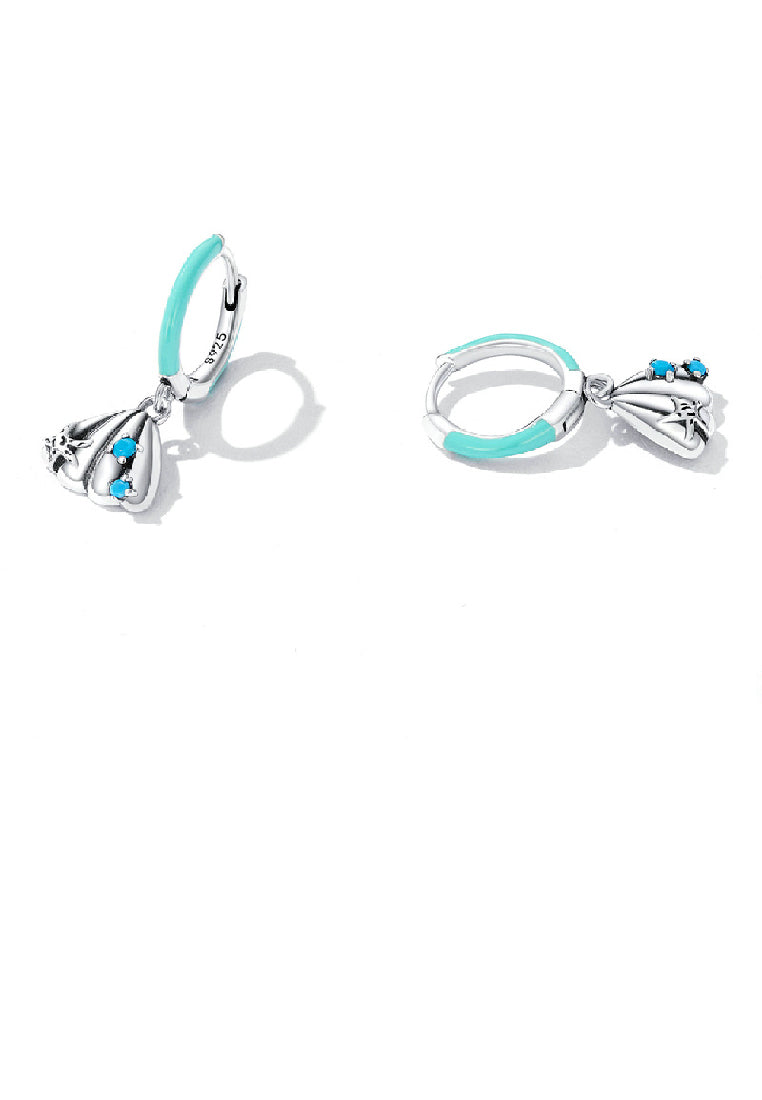 925 Sterling Silver Fashion Temperament Starfish Shell Geometric Earrings with Cubic Zirconia - Luxurious Look
