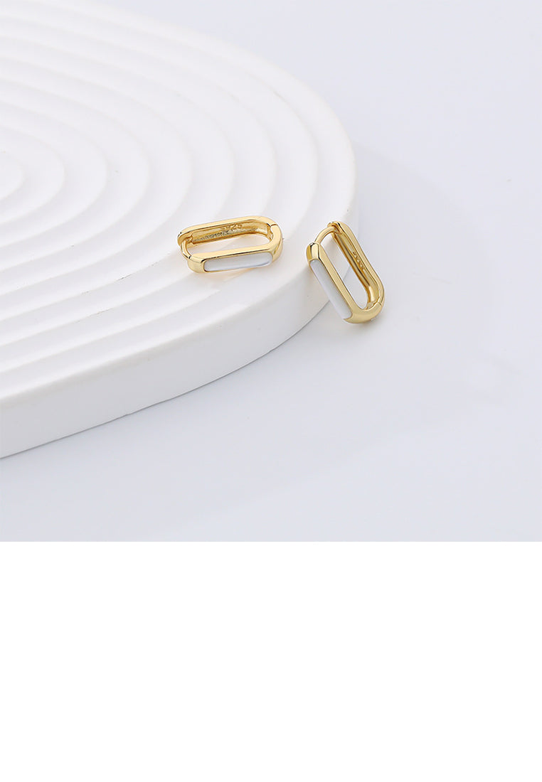 925 Sterling Silver Plated Gold Simple Fashion Geometric Oval Stud Earrings