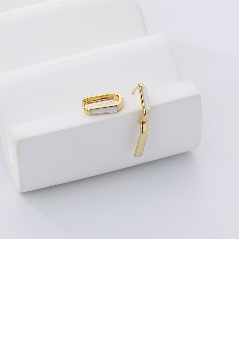 925 Sterling Silver Plated Gold Simple Fashion Geometric Oval Stud Earrings