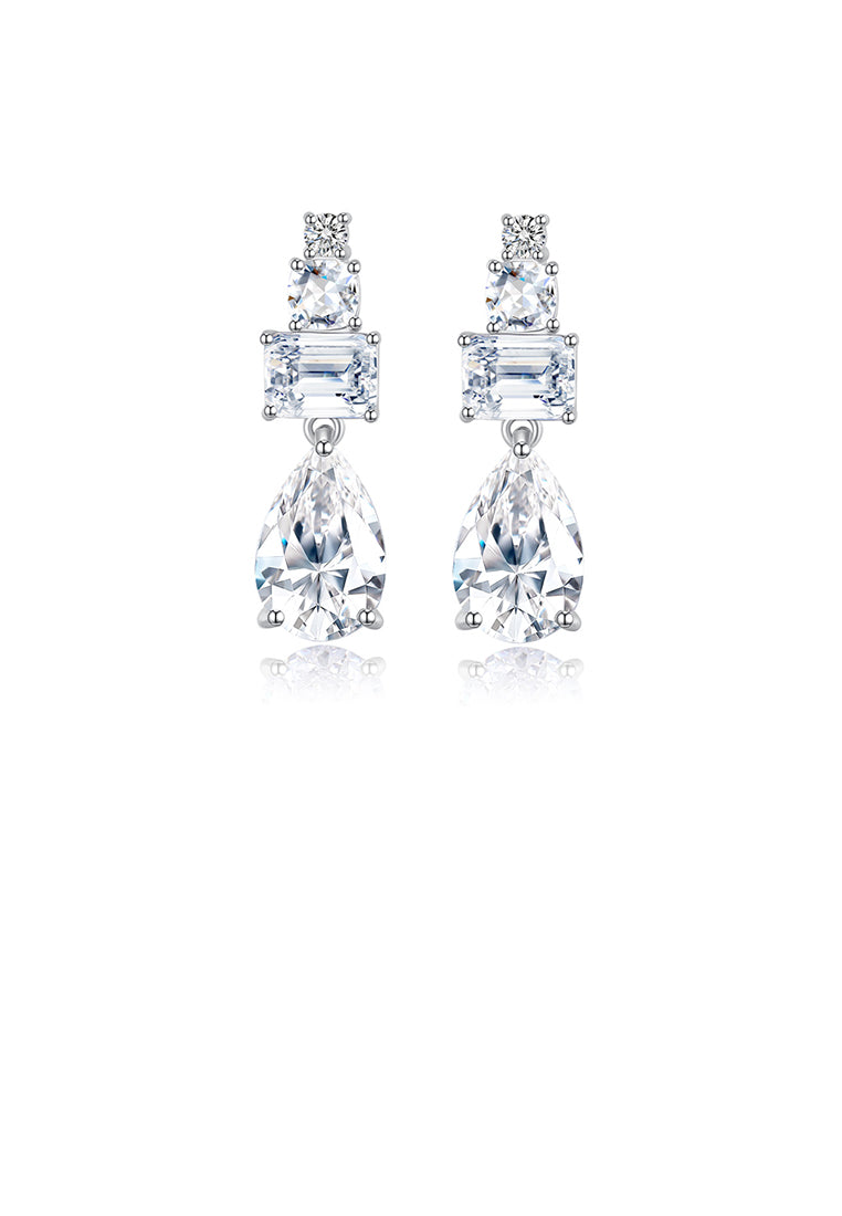 Fashion and Elegant Water Drop Shape Geometric Earrings with Cubic Zirconia - Luxurious Look
