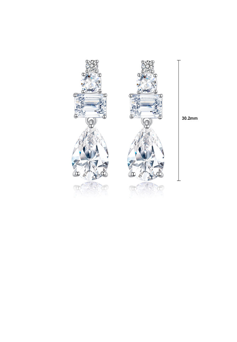 Fashion and Elegant Water Drop Shape Geometric Earrings with Cubic Zirconia - Luxurious Look