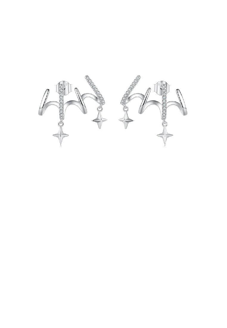 Simple Fashion Star Tassel Geometric Stud Earrings with Cubic Zirconia - Luxurious Look