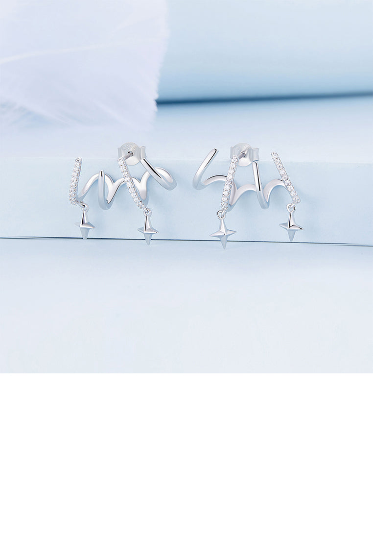 Simple Fashion Star Tassel Geometric Stud Earrings with Cubic Zirconia - Luxurious Look