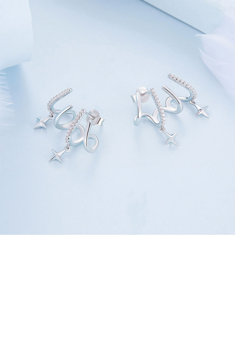 Simple Fashion Star Tassel Geometric Stud Earrings with Cubic Zirconia - Luxurious Look