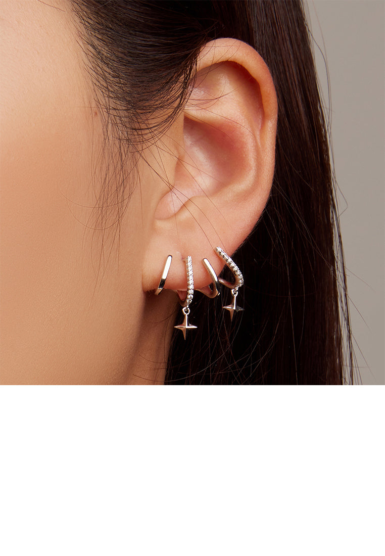 Simple Fashion Star Tassel Geometric Stud Earrings with Cubic Zirconia - Luxurious Look