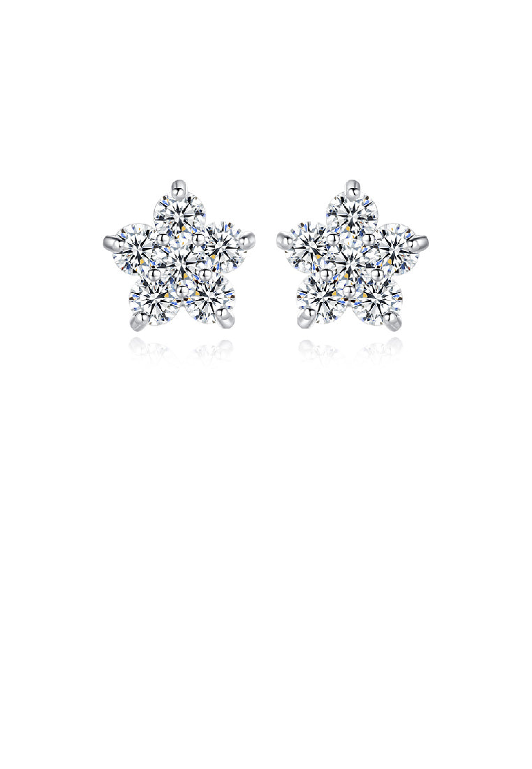Simple Fashion Flower Stud Earrings with Cubic Zirconia - Luxurious Look