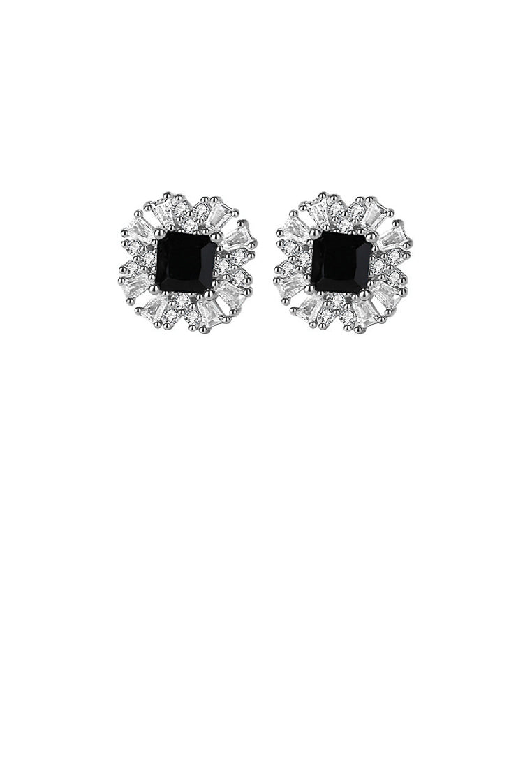 925 Sterling Silver Simple Temperament Flower Stud Earrings with Cubic Zirconia - Luxurious Look
