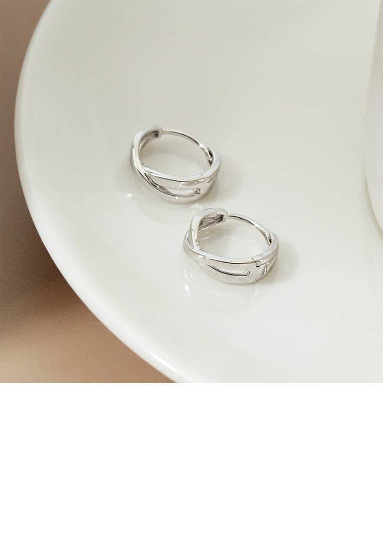 925 Sterling Silver Simple Personality Cross Geometric Earrings