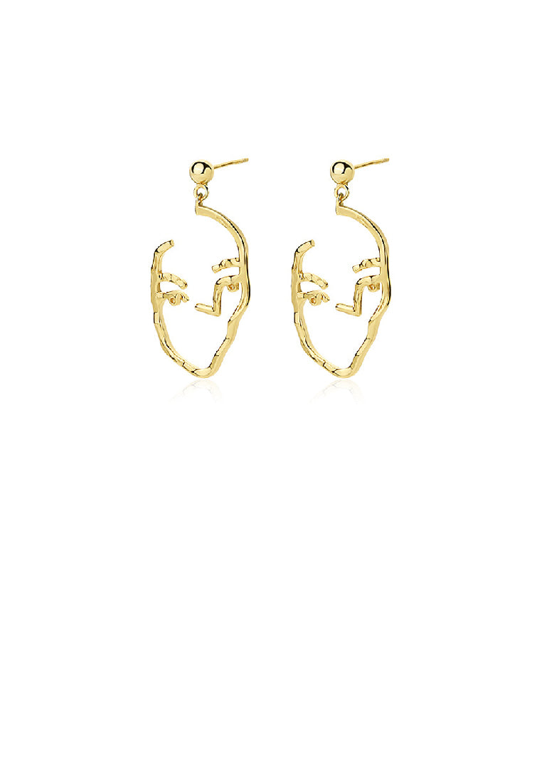 925 Sterling Silver Plated Gold Personalized Creative Face Geometric Earrings