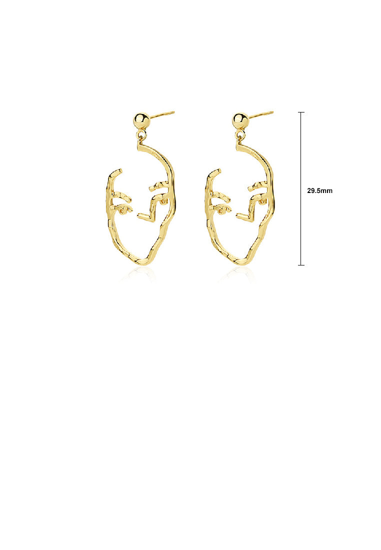 925 Sterling Silver Plated Gold Personalized Creative Face Geometric Earrings