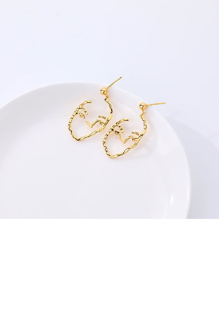 925 Sterling Silver Plated Gold Personalized Creative Face Geometric Earrings