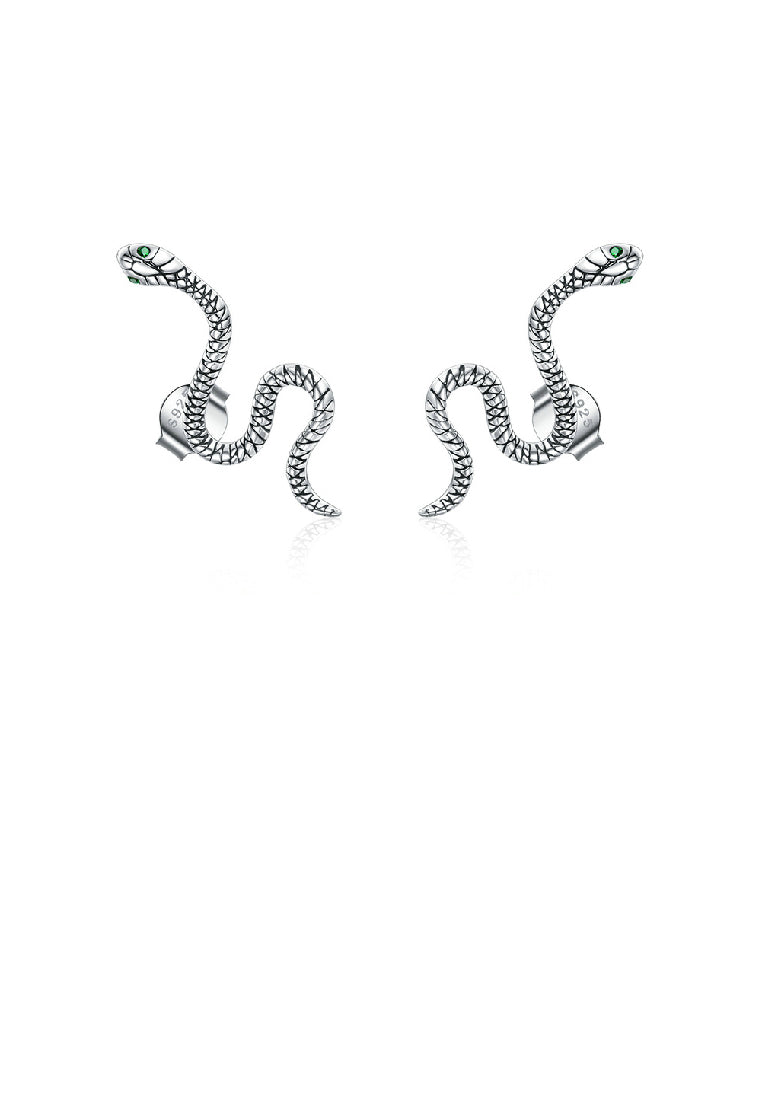 925 Sterling Silver Simple Personality Snake Stud Earrings