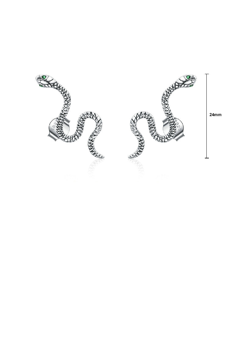 925 Sterling Silver Simple Personality Snake Stud Earrings
