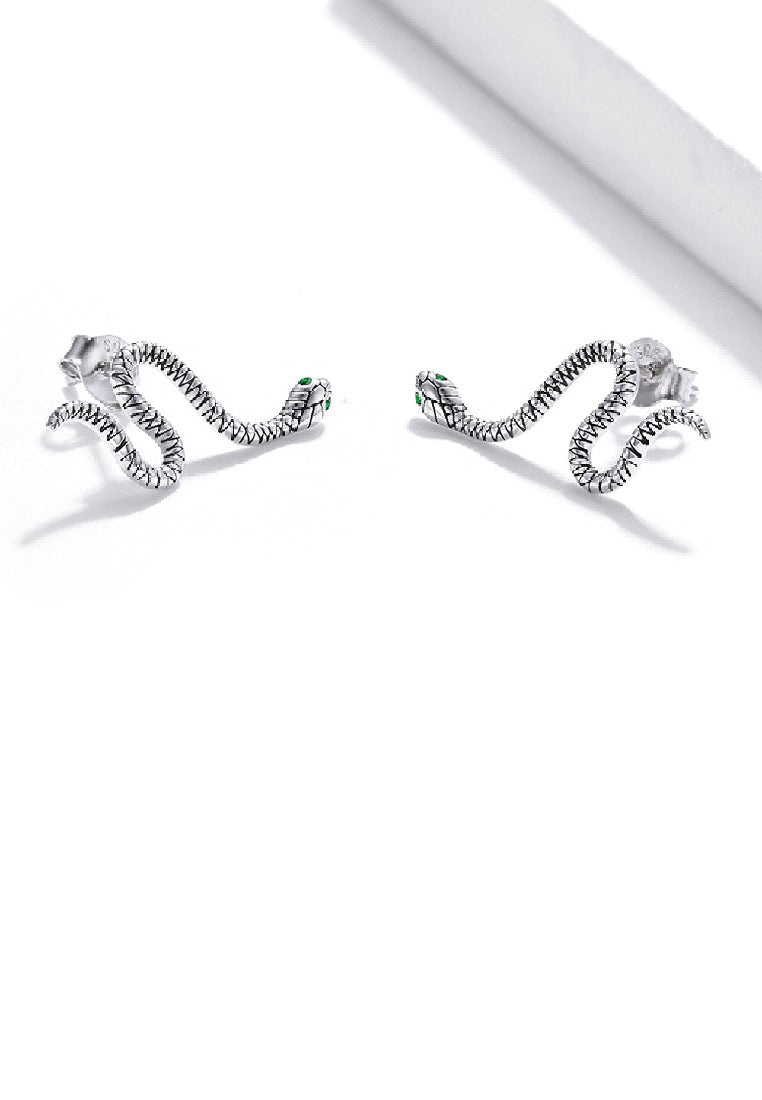 925 Sterling Silver Simple Personality Snake Stud Earrings