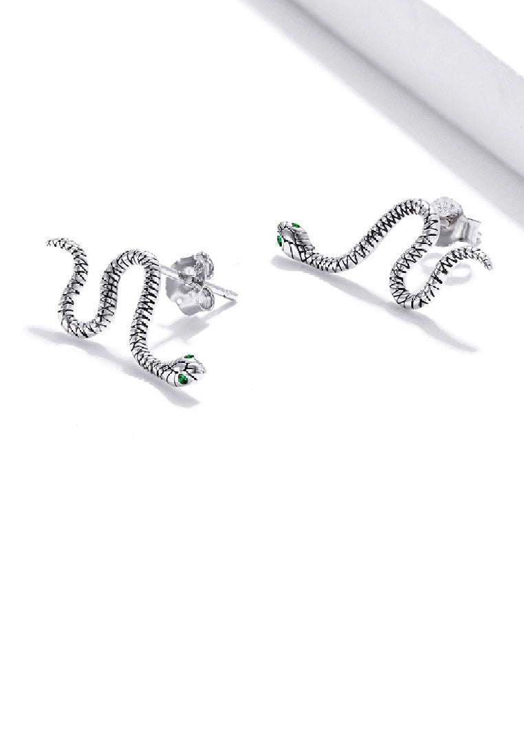 925 Sterling Silver Simple Personality Snake Stud Earrings