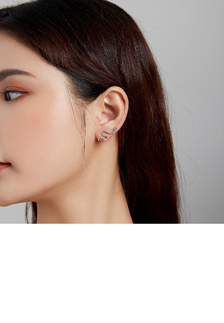925 Sterling Silver Simple Personality Snake Stud Earrings