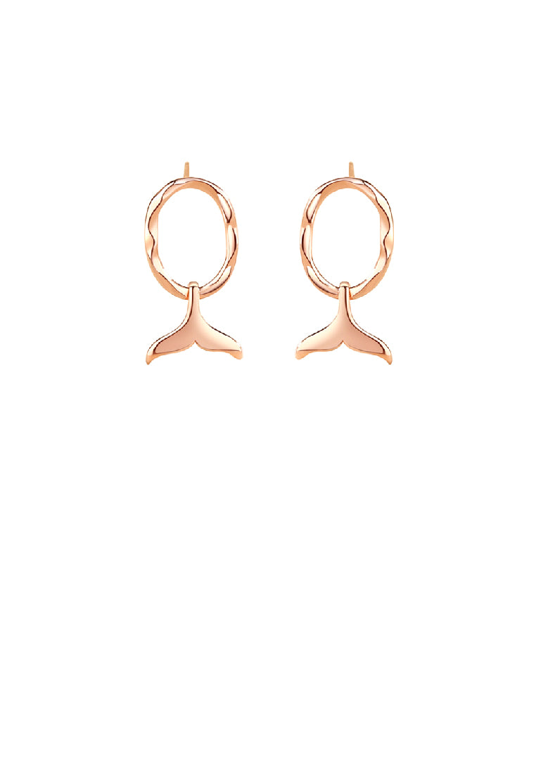 925 Sterling Silver Plated Rose Gold Fashion Simple Mermaid Tail Geometric Earrings