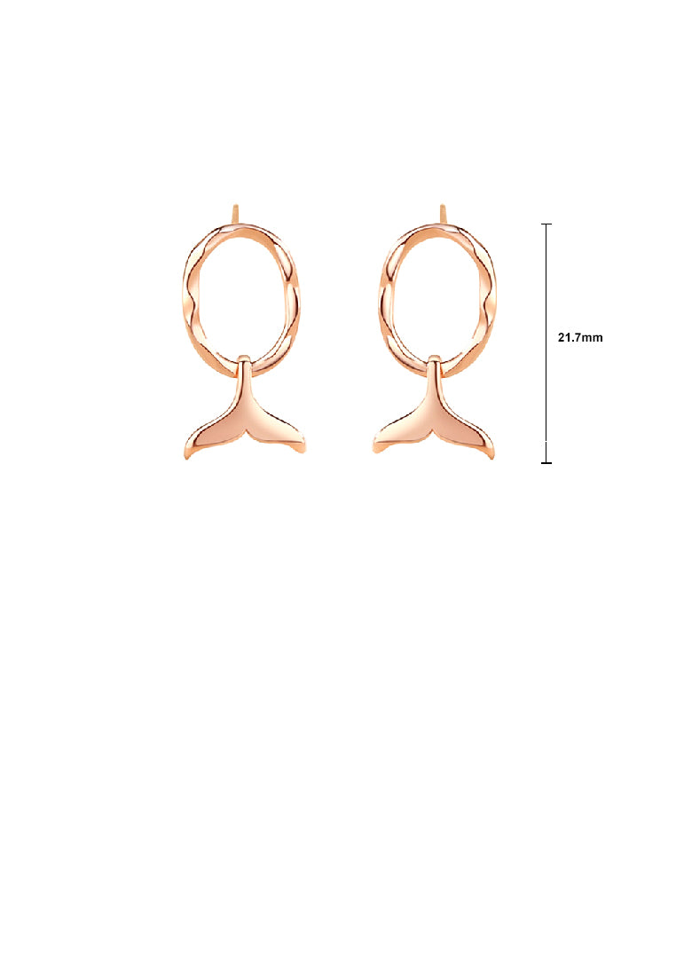 925 Sterling Silver Plated Rose Gold Fashion Simple Mermaid Tail Geometric Earrings