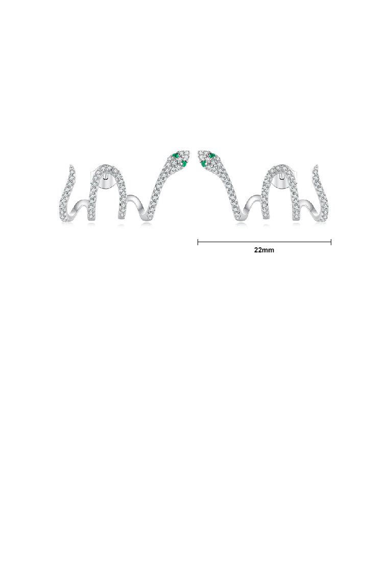 Fashion Personality Snake Stud Earrings with Cubic Zirconia - Luxurious Look