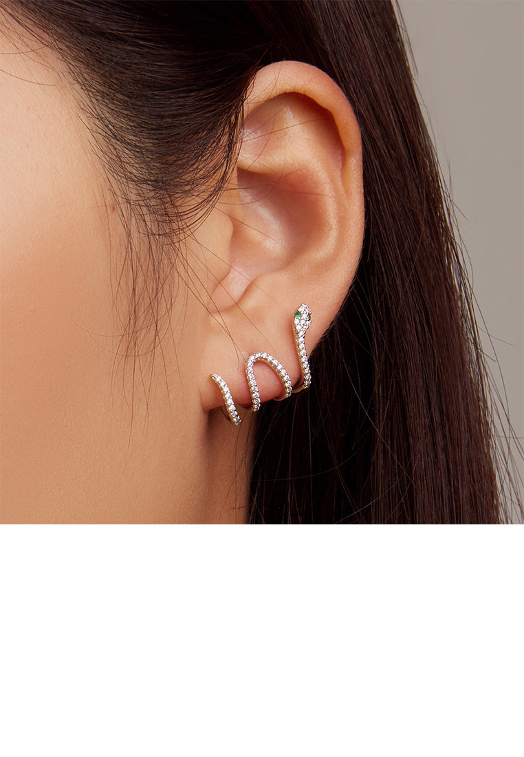 Fashion Personality Snake Stud Earrings with Cubic Zirconia - Luxurious Look