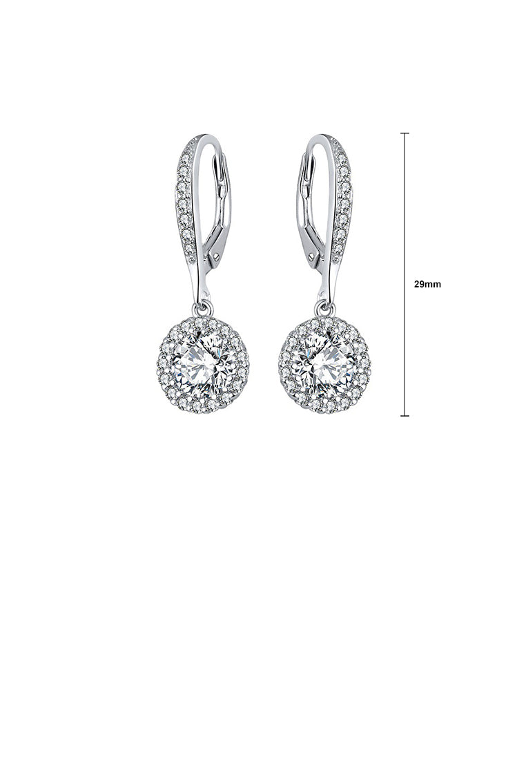 925 Sterling Silver Bright Elegant Geometric Round Earrings with Cubic Zirconia - Luxurious Look