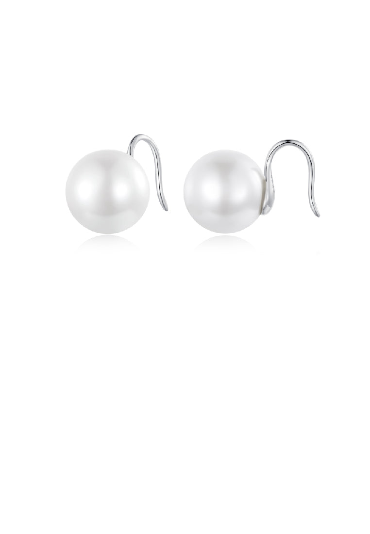 925 Sterling Silver Simple Elegant Geometric Imitation Pearl Stud Earrings - Luxurious Look