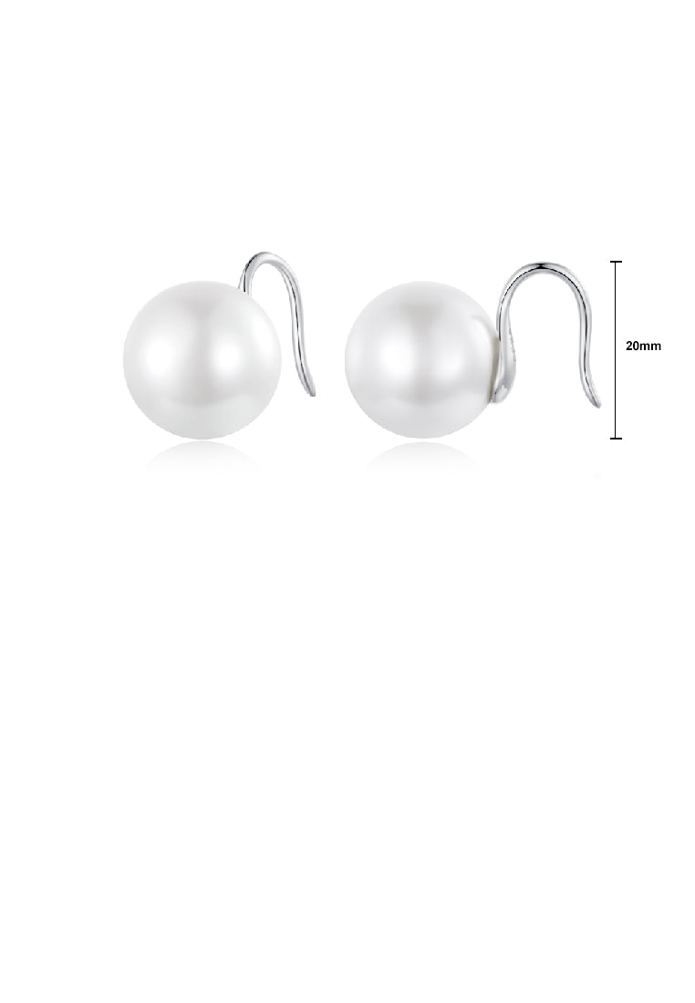 925 Sterling Silver Simple Elegant Geometric Imitation Pearl Stud Earrings - Luxurious Look