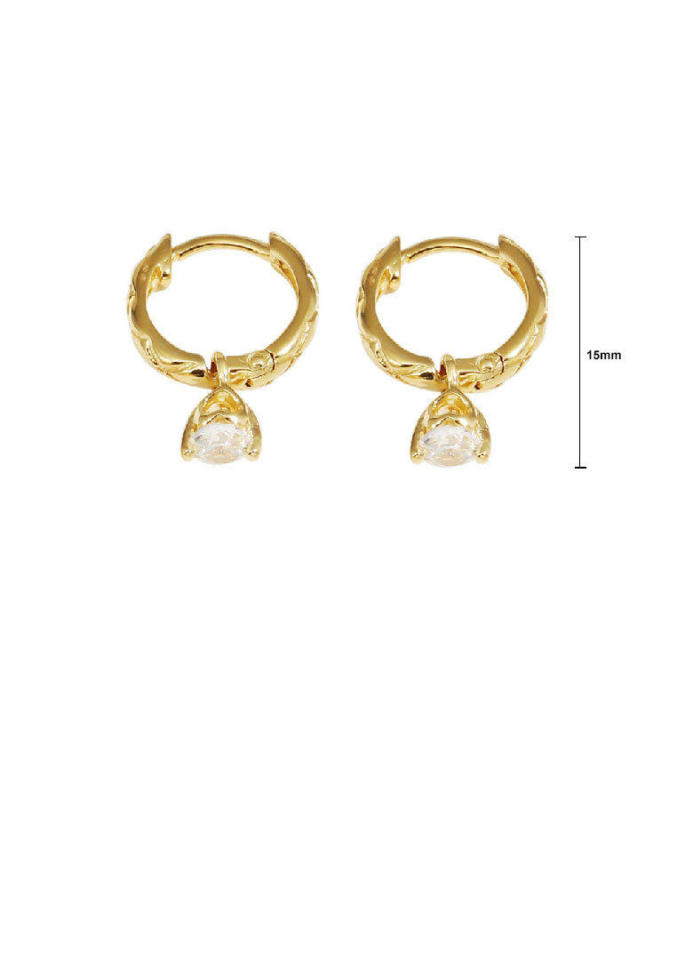 925 Sterling Silver Plated Gold Simple Fashion Pattern Geometric Earrings with Cubic Zirconia - Luxurious Look