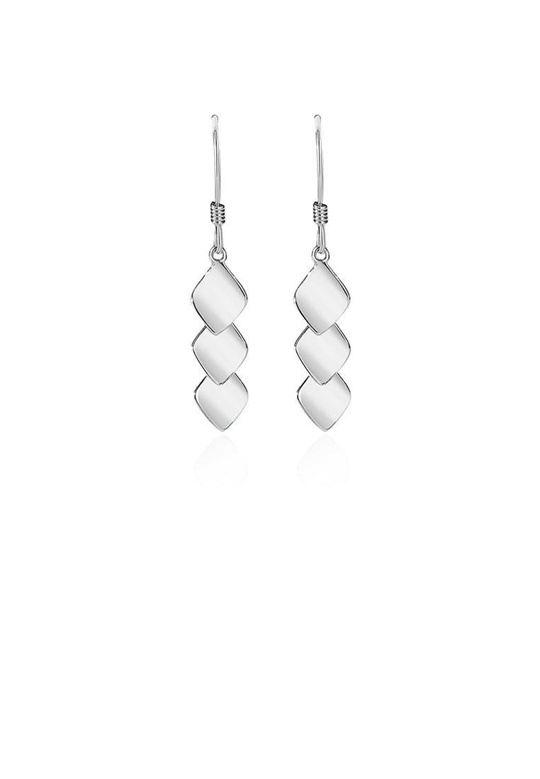 925 Sterling Silver Fashion Rhombus Geometric Tassel Earrings