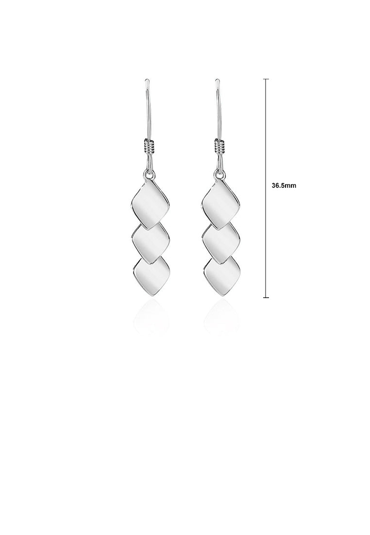 925 Sterling Silver Fashion Rhombus Geometric Tassel Earrings