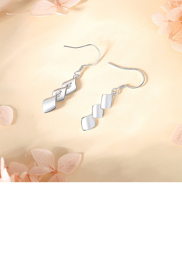 925 Sterling Silver Fashion Rhombus Geometric Tassel Earrings