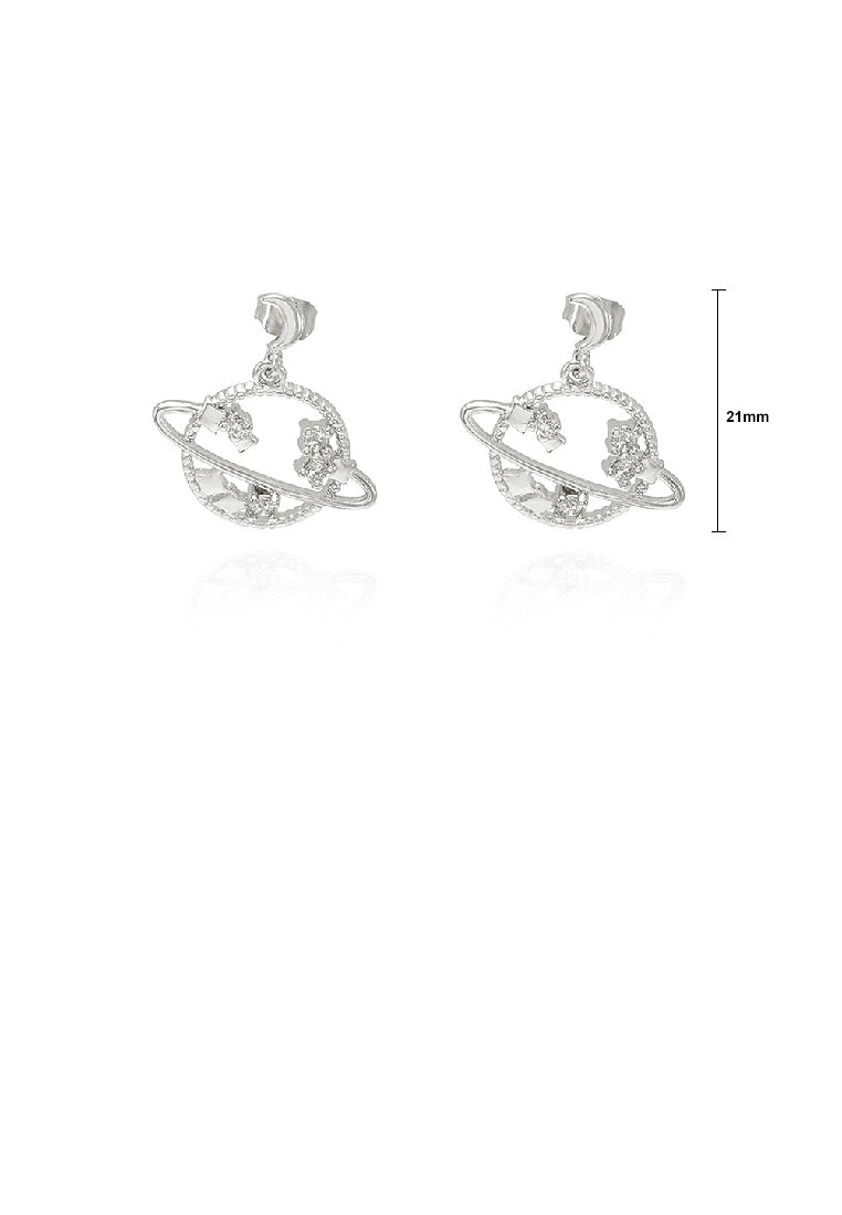 Fashion Creative Hollow Planet Star Earrings with Cubic Zirconia - Luxurious Look