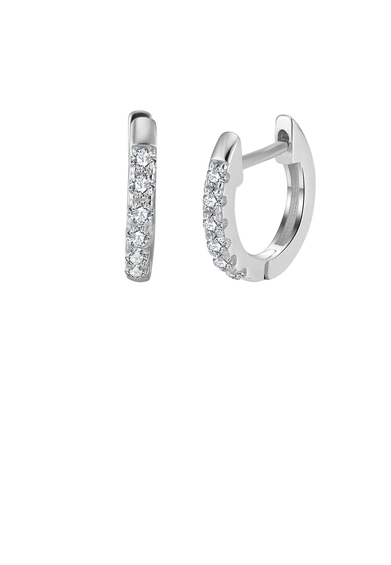 925 Sterling Silver Simple Fashion Geometric Hoop Earrings with Cubic Zirconia - Luxurious Look