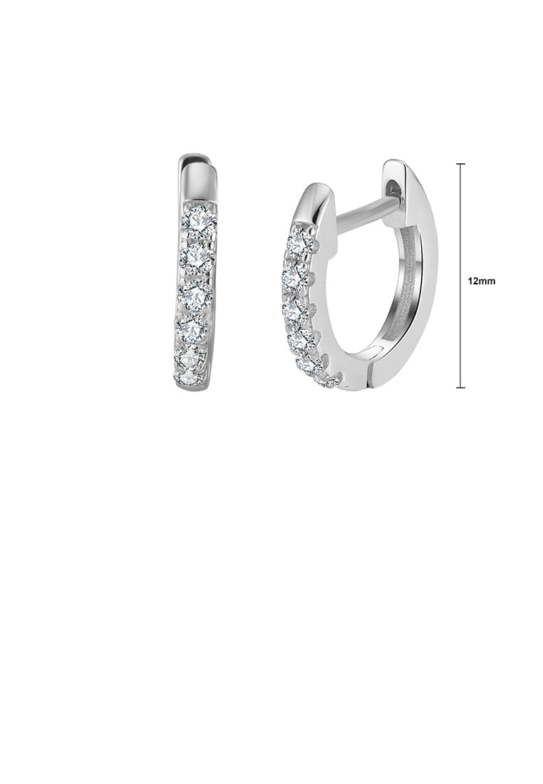 925 Sterling Silver Simple Fashion Geometric Hoop Earrings with Cubic Zirconia - Luxurious Look
