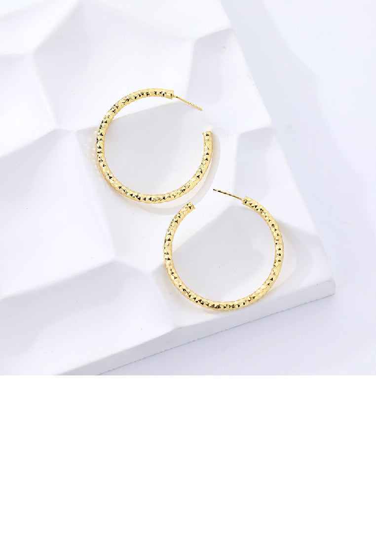 925 Sterling Silver Plated Gold Simple Personality Thread C-Shape Geometric Stud Earrings