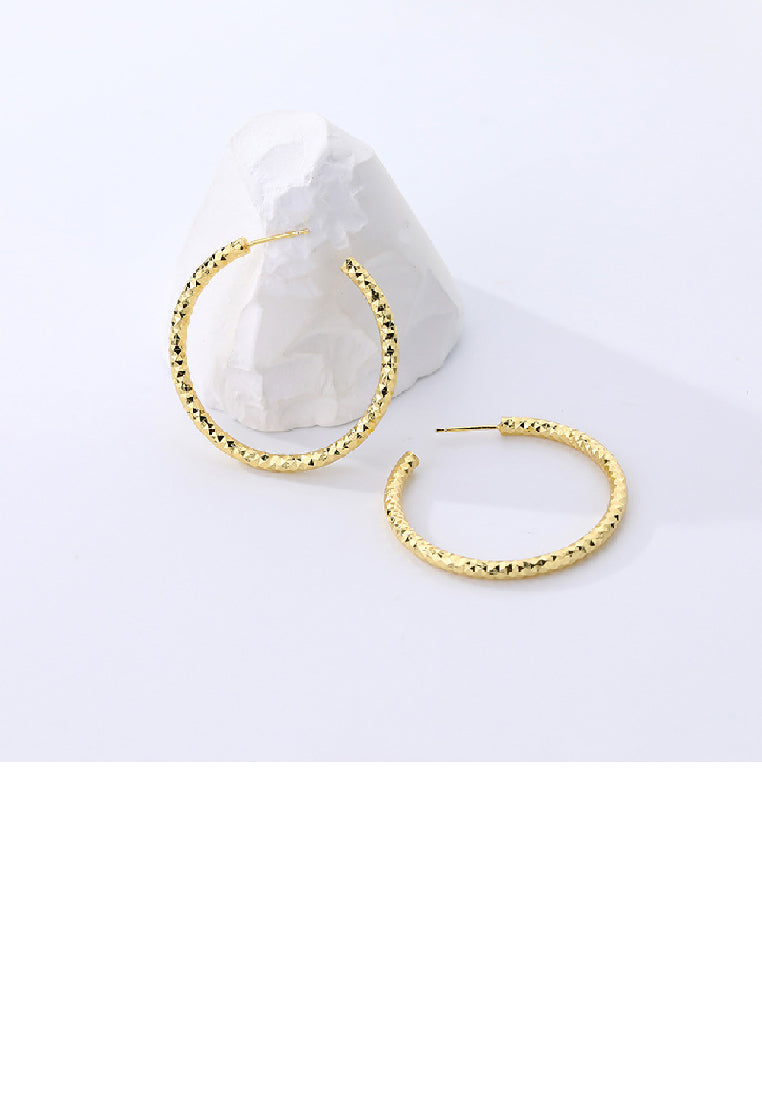 925 Sterling Silver Plated Gold Simple Personality Thread C-Shape Geometric Stud Earrings