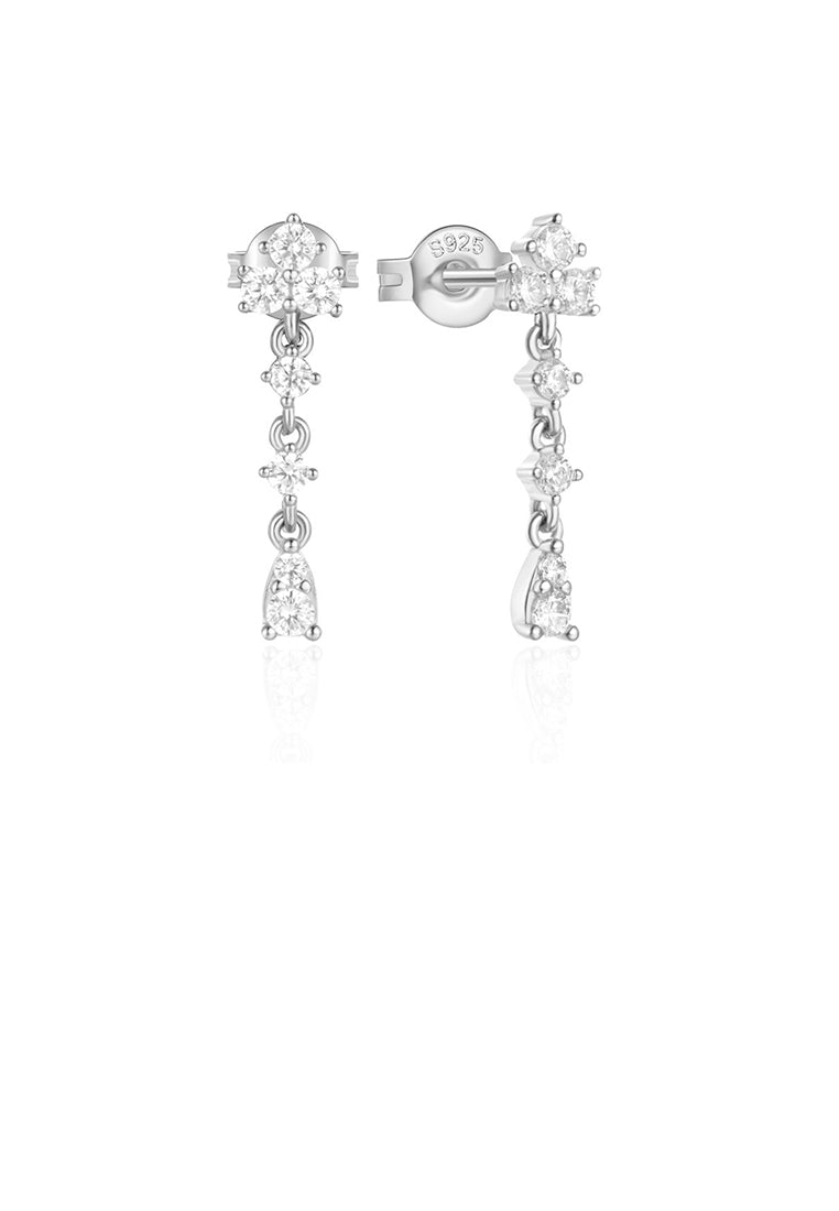 925 Sterling Silver Simple Fashion Water Drop Tassel Earrings with Cubic Zirconia - Luxurious Look
