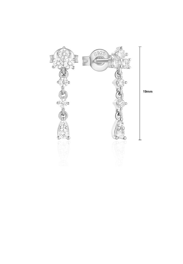 925 Sterling Silver Simple Fashion Water Drop Tassel Earrings with Cubic Zirconia - Luxurious Look