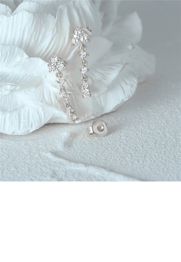 925 Sterling Silver Simple Fashion Water Drop Tassel Earrings with Cubic Zirconia - Luxurious Look