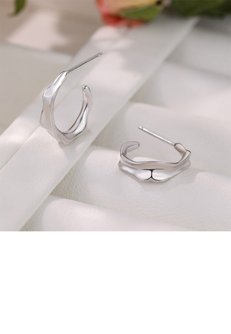 925 Sterling Silver Fashion Personality Irregular C-Shaped Geometric Stud Earrings