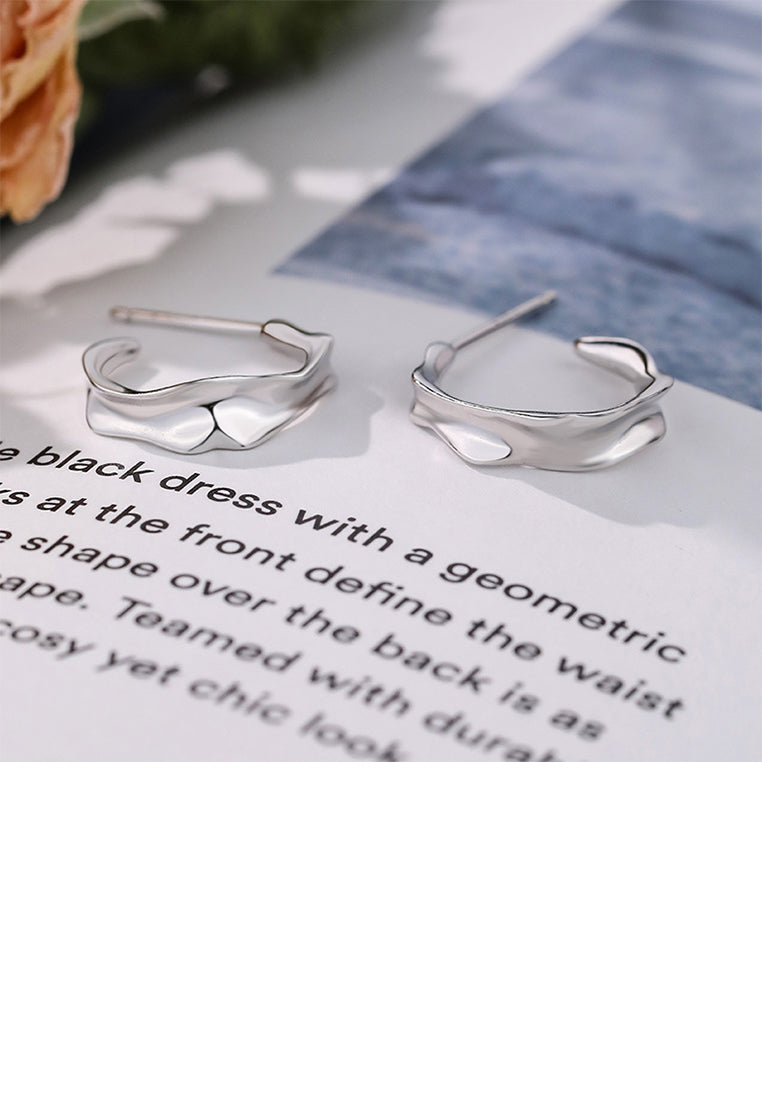 925 Sterling Silver Fashion Personality Irregular C-Shaped Geometric Stud Earrings