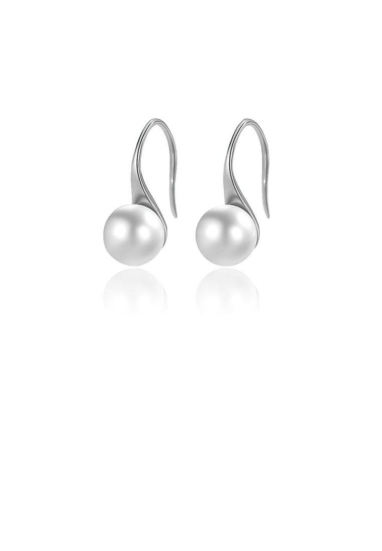 925 Sterling Silver Simple and Elegant Geometric Imitation Pearl Earrings - Luxurious Look