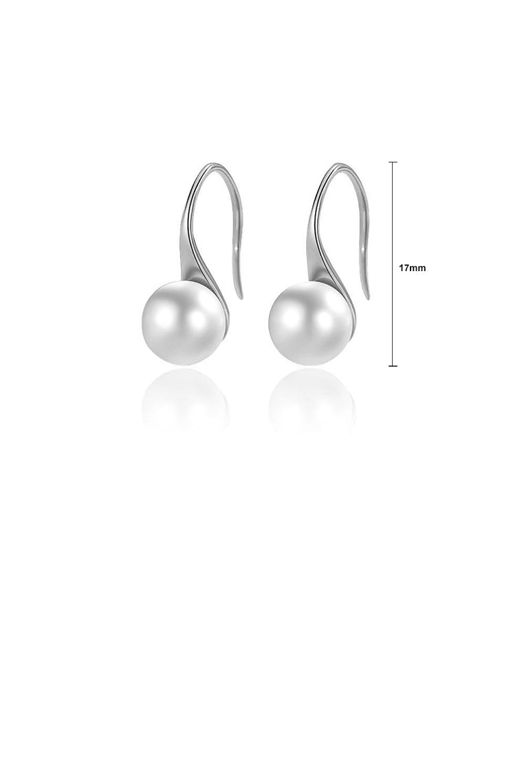 925 Sterling Silver Simple and Elegant Geometric Imitation Pearl Earrings - Luxurious Look