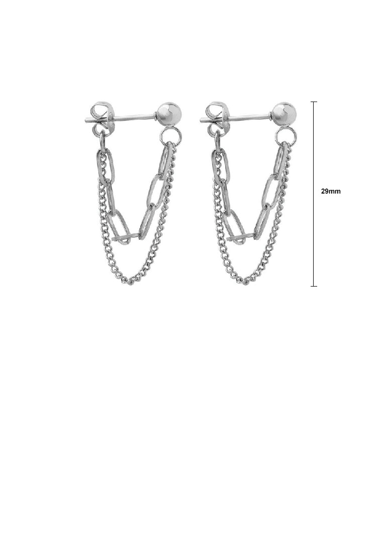 Fashion Simple 316L Stainless Steel Chain Double Layer Earrings
